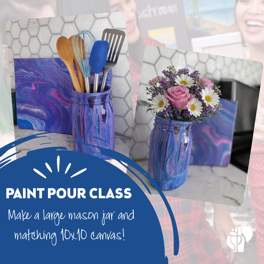 Vase and Canvas Marble Pour